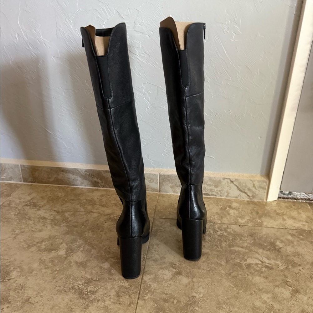 Circus by Sam Edelman Black Platform Knee High Boots Block Heel Size 8.5 - Picture 3 of 8